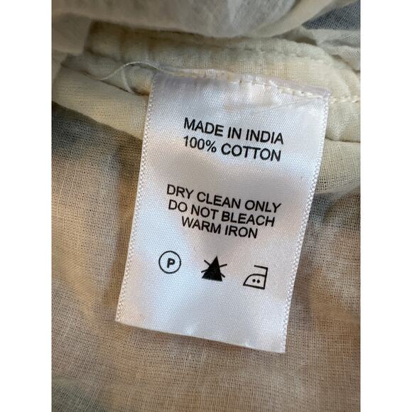 Piper & Scoot Cotton Midi Dress XS India Geometric Boho White Grey Peach - Picture 9 of 13